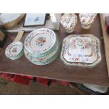 QUANTITY OF COPELAND CHINESE ROSE TABLE WARE INCLUDING PLATES AND SQUARE TUREEN
