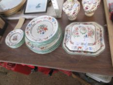 QUANTITY OF COPELAND CHINESE ROSE TABLE WARE INCLUDING PLATES AND SQUARE TUREEN