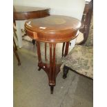 SMALL EDWARDIAN CIRCULAR OCCASIONAL TABLE OR PLANT STAND RAISED ON DOUBLE COLUMNS WITH DRAWER SET