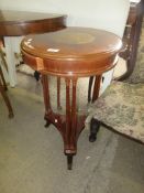 SMALL EDWARDIAN CIRCULAR OCCASIONAL TABLE OR PLANT STAND RAISED ON DOUBLE COLUMNS WITH DRAWER SET