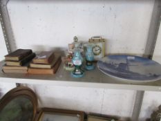 QUANTITY OF HOUSEHOLD CERAMICS, GOZO GLASS, SMALL BOOKS ETC