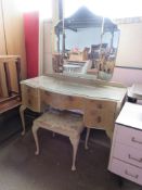 MIRROR BACKED 1960S ROCOCO STYLE REPRODUCTION DRESSING TABLE AND SIMILAR STOOL
