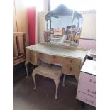 MIRROR BACKED 1960S ROCOCO STYLE REPRODUCTION DRESSING TABLE AND SIMILAR STOOL