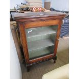 STAINED PINE SMALL CHINA OR DISPLAY CABINET