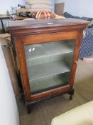 STAINED PINE SMALL CHINA OR DISPLAY CABINET