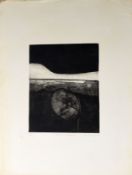 •Jennifer Dickson, CM, RA (born 1936), "Noirceur envahissaut", black and white etching and aquatint,