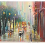 •Gena Ivanov (contemporary), London street scene, oil on board, signed and dated 2004 to mount, 29 x