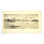 •20th century School, "Newburgh, Orange County, NY (Hudson River)", black and white etching,