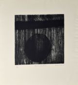 •Jennifer Dickson, CM, RA (born 1936), "Moon in equilibrium", black and white etching and