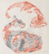 •Snell (20th century), Study of two cats, pencil and red crayon, signed lower right, 22 x 19cm