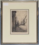 •Wilfred Stephens (20th century), "Castonbridge, Wessex", black and white etching, signed, dated