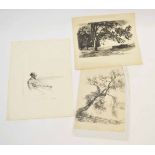 •Ethel Gabain (1883-1950), Landscape with tree, lithograph, signed in pencil to lower margin, 37 x