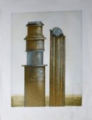 •Bert Kitchen (born 1940), "Cobalt Towers", coloured etching and aquatint, signed, dated 75,