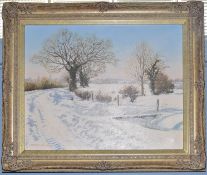 •Graham Petley (born 1944), Winter landscape, oil on canvas, signed lower left, 39 x 49cm