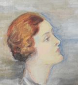 •English School (early 20th century), Head of a lady, oil on canvas, 27 x 27cm in Art Deco