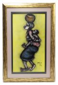 •Meshu Mokitimi (contemporary), Mother and child, mixed media, signed and dated 2004 lower right,