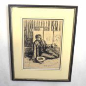 •Louis Thomson (1883-1962), "The Pavement Artist", black and white lithograph, signed and