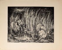 •Amy Jones (1899-1992, American), "Women of Macedonia", black and white etching, signed, dated 1963,