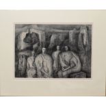 After Henry Moore (20th Century), Figures, black and white lithograph, 20 x 29cm