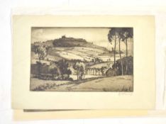 •Cyril Henry Barraud (1877-1965), Landscape, black and white etching, signed in pencil to lower