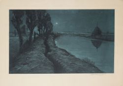 •Mark Henri Meunier (1873-1922), Nocturnal scene, artist's coloured proof with publisher's blind