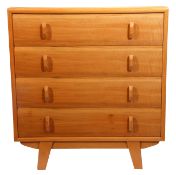Mid-20th century Heals four drawer chest with typical signature button badge stamp to top right