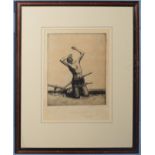 •Robert Sargent Austin (1895-1973), "Wherefore plough", black and white etching, signed in pencil to