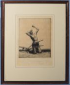 •Robert Sargent Austin (1895-1973), "Wherefore plough", black and white etching, signed in pencil to