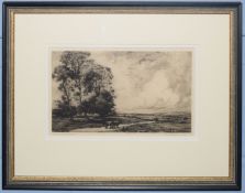 •Charles Henry Baskett (1872-1953), "The Road to the Uplands", black and white etching, signed and