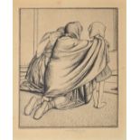 •Robert Sargent Austin (1895-1973), "Women in church", black and white etching, signed in pencil