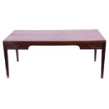 Circa 1940s Frits Henningsen Danish rosewood coffee table with four drawers and tapering legs