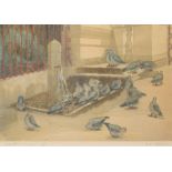 •Rachel Anne Le Bas (born 1923), "Bathtime in Venice", coloured etching, signed, numbered 4/75 and