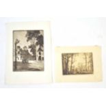 •Cyril Henry Barraud (1877-1965), Wartime scene, black and white etching, signed in pencil to