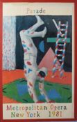 •After David Hockney, "Parade - Metropolitan Opera, New York 1981", coloured poster, 99 x 61cm