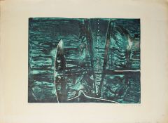 •Agathe Sorel (born 1935), "Three divers", coloured etching, signed, dated 1962, inscribed artist'