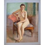 Attributed to Francis William Helps (1890-1972), Seated nude, oil on canvas, 85 x 67cm