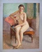 Attributed to Francis William Helps (1890-1972), Seated nude, oil on canvas, 85 x 67cm