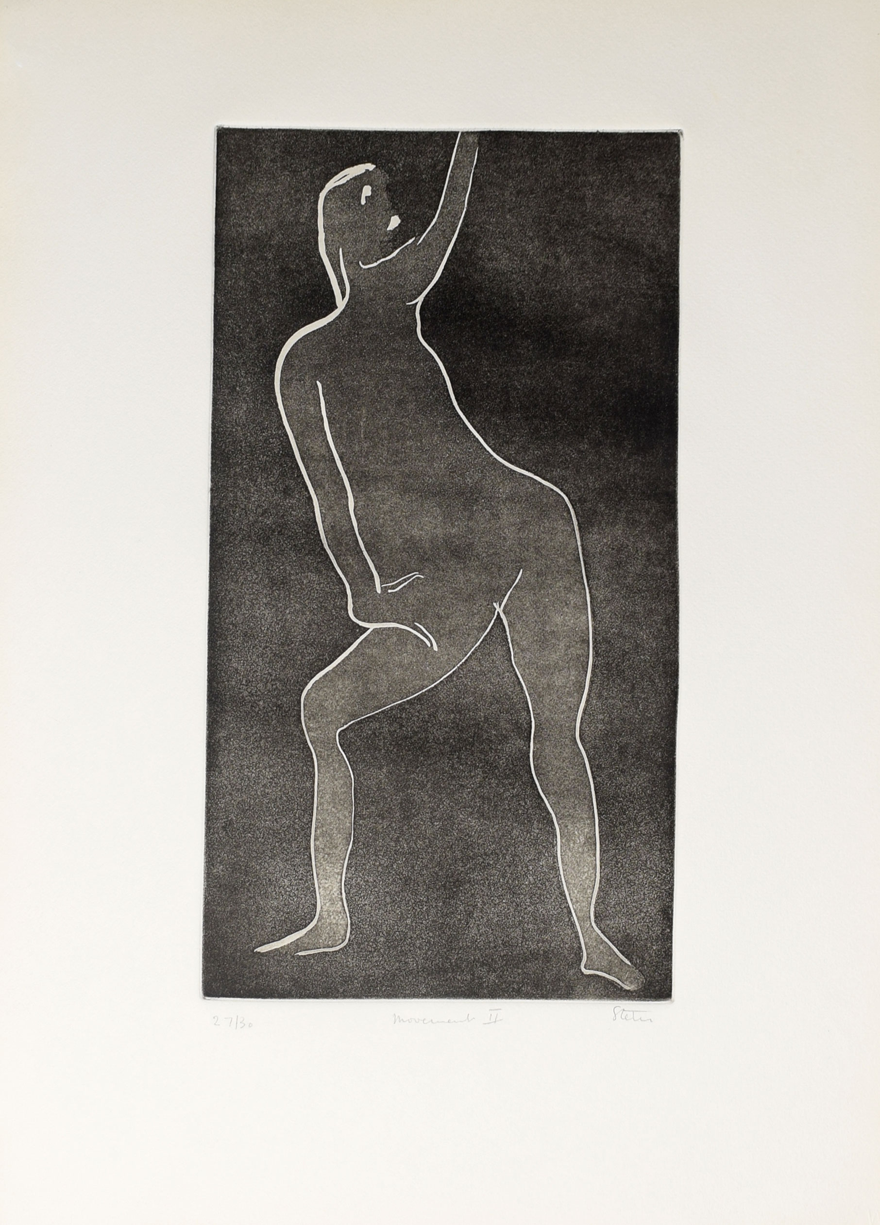 •Modern British School (20th century), "Movement II", etching and aquatint, indistinctly signed