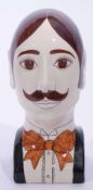 Allen Smith & tony Davidson hand painted head and shoulders pottery bust in the form of a