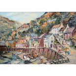 George Hann (1900-1979), "Polperro" and "Lynmouth", two oils on board, one signed, 46 x 66cm,