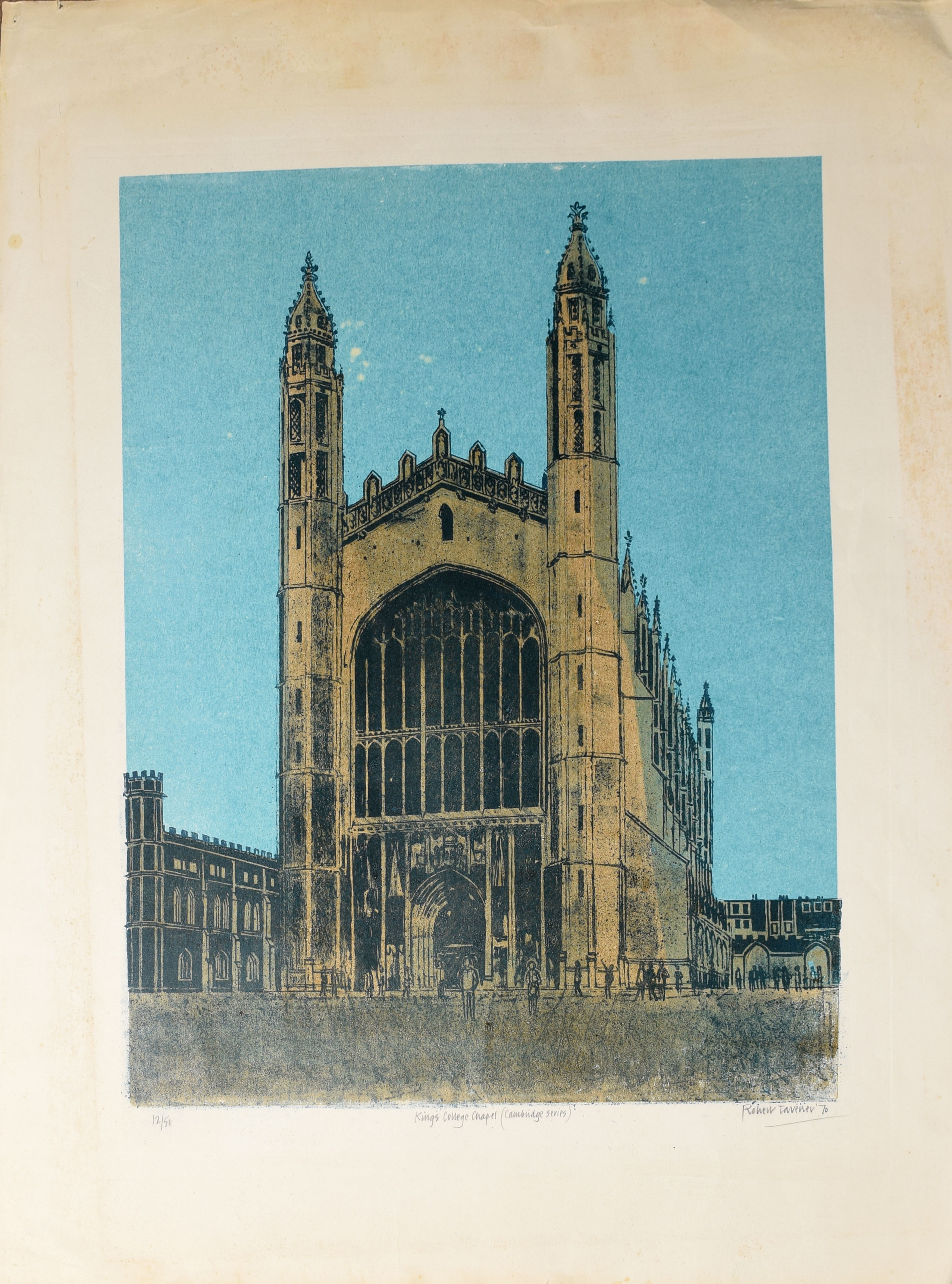 •Robert Tavener (1920-2004), "King's College Chapel (Cambridge Series)", screen print, signed, dated