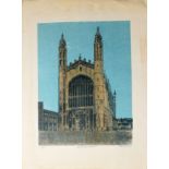 •Robert Tavener (1920-2004), "King's College Chapel (Cambridge Series)", screen print, signed, dated