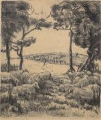 •Louis Thomson (1883-1962), "Noonday rest", lithograph, signed and inscribed with title in pencil to