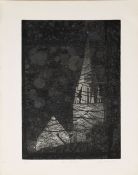 •Barry Owen Jones (born 1934), "Vale Church", etching and aquatint, signed, numbered 36/50 and