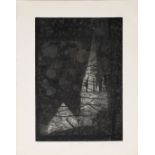 •Barry Owen Jones (born 1934), "Vale Church", etching and aquatint, signed, numbered 36/50 and