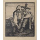 •Robert Sargent Austin (1895-1973), "Man with a crucifix 1924", black and white etching, signed