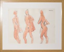 •Peter Collins (1923-2001), Three female nudes, pen, ink and wash, signed and dated 72 top right, 29