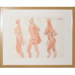 •Peter Collins (1923-2001), Three female nudes, pen, ink and wash, signed and dated 72 top right, 29