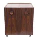 Mid-20th century Erik Buch for Dyrlund Danish rosewood square bar unit with twin outer circular