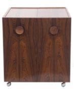 Mid-20th century Erik Buch for Dyrlund Danish rosewood square bar unit with twin outer circular